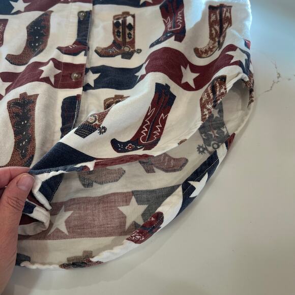 Vtg Cowboy Boots 100% flannel button down women’s small white western cowgirl - Picture 4 of 7